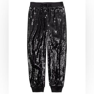Girl’s Belle Du Jour Black Sequin Joggers- Size Medium